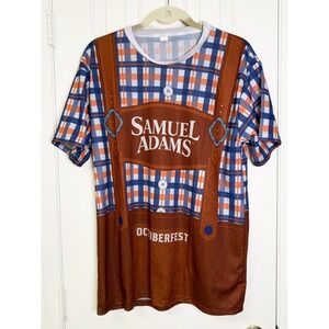 Samuel Adams Oktoberfest Lederhosen Costume Shirt Beer Festival Tee Large 2023